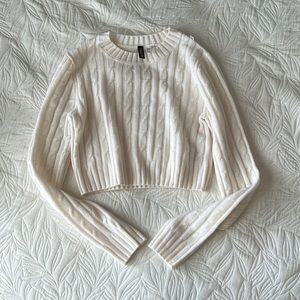 white cropped sweater